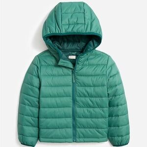 J Crew Factory Kids' lightweight packable puffer jacket Rich Spruce XL NWT CB277